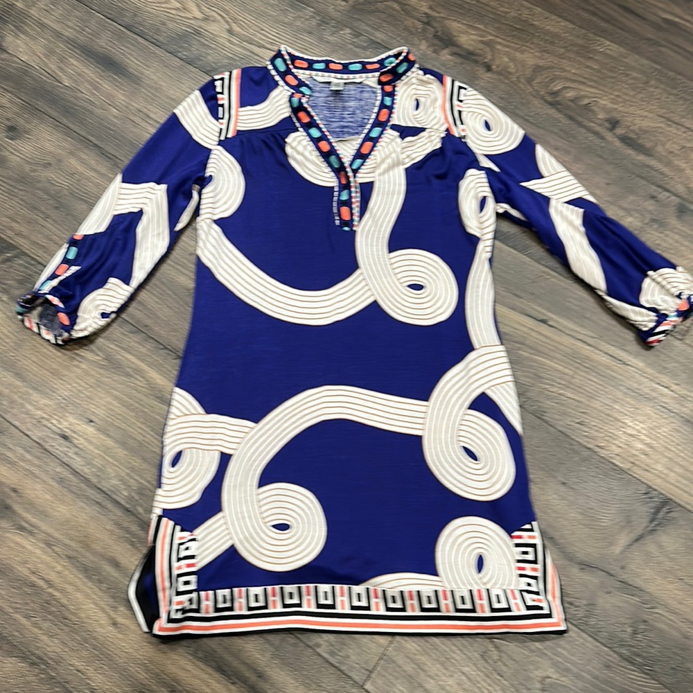 Diane Von Furstenberg colorful silk tunic dress with pockets Size 6
